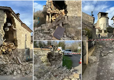 Șofer pe TIR de 44 de tone, după ce a zdrobit zidurile unor case dintr-un cătun fermecător, în Franța: „Am văzut indicatorul, dar am forțat trecerea”