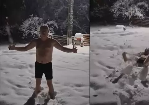 Lucian Heiuș, vicepreședintele Curții de Conturi, s-a filmat făcând baie în zăpadă, la bustul gol: „Așa-i la munte”