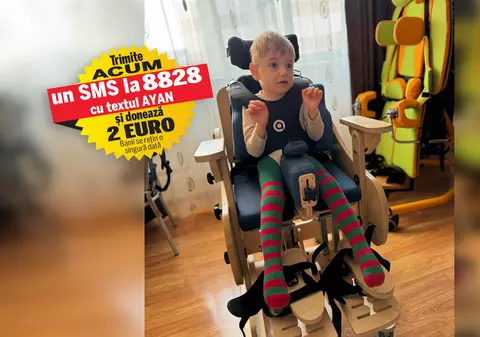 Pentru a spera la o viață mai bună, Ayan, dependent de scaunul cu rotile, are nevoie de 7.000 de euro. Băiețelul de 4 ani suferă de o boală genetică rară și poate face transplant cu celule stem în Slovacia