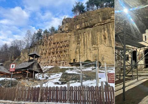Singurul lăcaș de cult din România cu două altare în același naos. Mănăstirea săpată în stâncă apare în celebrul ghid turistic Michelin