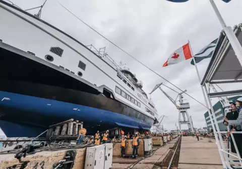 Cum arată al 10-lea feribot pentru Canada, lansat de Damen Galați. Nava este pregătită pentru viitorul electric