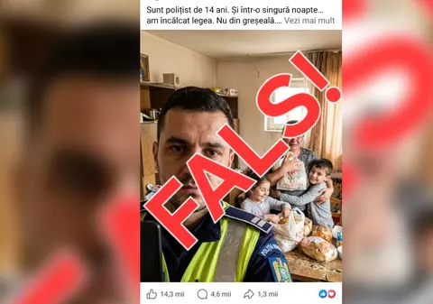 O poveste falsă cu polițiști „eroi” a circulat pe rețelele sociale. Imaginea e realizată cu AI. MAI: „Interesul din spatele ei este real”