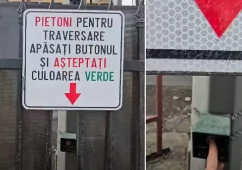 Cel mai bizar semafor din România e la Brașov: pietonii trebuie să bage mâna printr-un gard ca să poată traversa