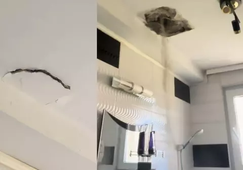 Un tânăr s-a trezit cu tavanul de la baie găurit de vecinul care făcea renovări în apartament, în timp ce făcea duș