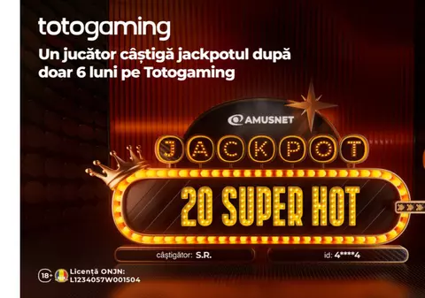 Un jucător Totogaming a câștigat Jackpotul Amusnet după doar 6 luni pe platformă