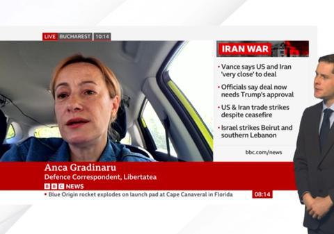 BBC News a comentat cu jurnalista Libertatea Anca Grădinaru, în direct, explozia unei drone rusești care a lovit un bloc din Galați