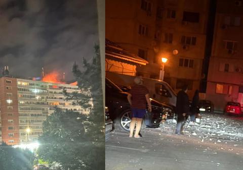 Prima reacție a Armatei după ce o dronă s-a prăbușit pe un bloc din Galați, a explodat și a provocat un incendiu