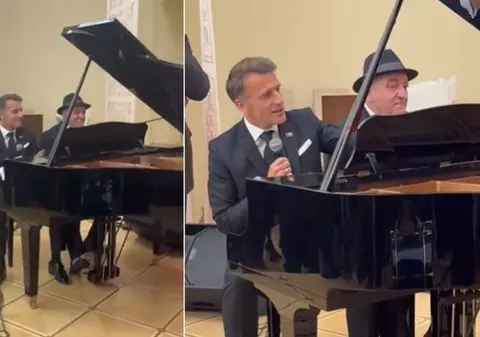 Emmanuel Macron a cântat „La Boheme”, acompaniat la tobe și de premierul din Armenia