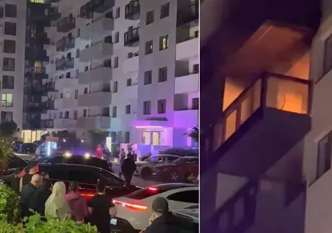 Incendiu la etajul 9 al unui bloc din Cortina North, în Voluntari. Toți oamenii au fost evacuați de urgență