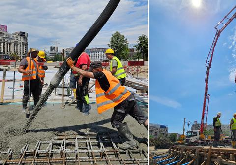 Constructorii de la Planșeul Unirii din București fac pregătiri pentru a începe faza finală a proiectului: „Se lucrează în forță”