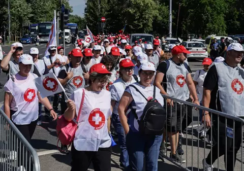 Protest SANITAS în București împotriva noii legi a salarizării. Sindicaliști din toată țara vin în Capitală