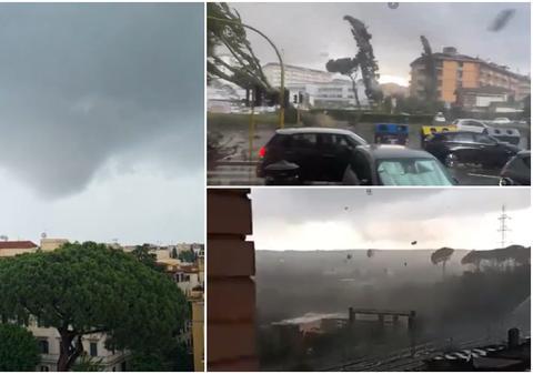 O tornadă puternică a ridicat tarabele dintr-o piață și le-a aruncat peste mașini, la Roma. Furtuna a smuls din rădăcini zeci de copaci