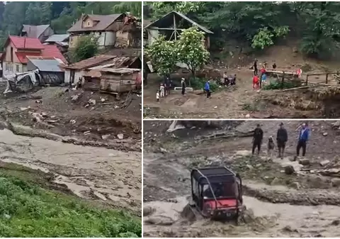 Viiturile au făcut prăpăd, după ce a plouat cu 50 de l/mp în Buzău și au lăsat familii întregi izolate. Oamenii au fost salvați cu șenilata