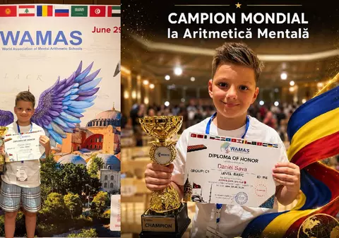 Daniel, elevul de 9 ani din Focșani, campion mondial la aritmetică mentală: a rezolvat 100 de calcule în 3 minute