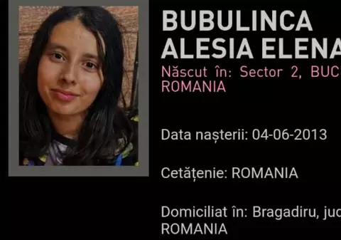 Mesaj RO-Alert, după ce Bubulincă Alesia-Elena, o fetiță de 13 ani, a plecat de la domiciliul din Bragadiru, județul Ilfov