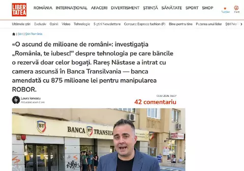 Imaginea site-ului Libertatea și numele jurnalistului Rareș Năstase, folosite ilegal într-o fraudă cu investiții. Escrocii folosesc opinii fictive ale conducerii BNR
