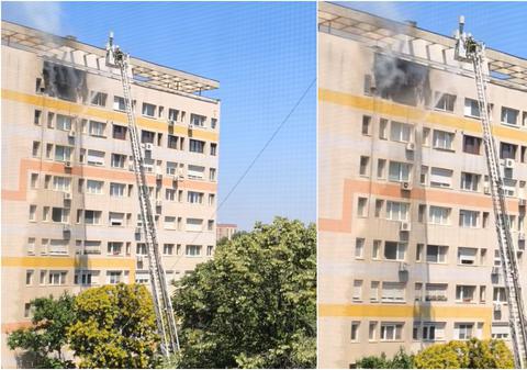 Incendiu puternic într-un apartament de la etajul 10 al unui bloc din Sectorul 3 din București. Zeci de locatari s-au autoevacuat. 6 autospeciale ISU intervin
