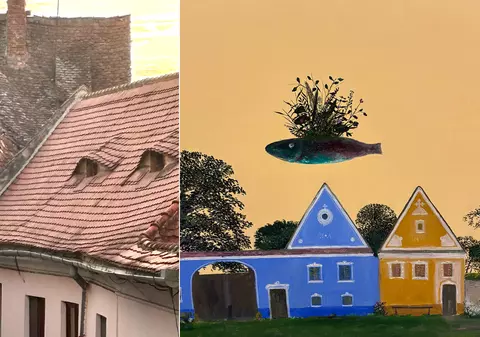 Sibiu văzut de la înălțimea acoperișurilor: aerisirile-ochi, țiglele-solz și peștii fără gravitație ai lui Câlția