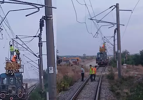 Un utilaj agricol a rupt firul de contact pe Magistrala 100, în Timiș. Circulația feroviară a fost reluată provizoriu cu locomotive diesel