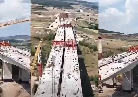 Stadiul lucrărilor la viaductele Topa Mică și Nădășelu de 3,2 kilometri din Autostrada A3 Transilvania: Mai sunt de montat 48 de grinzi