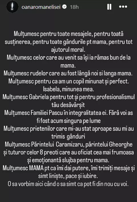 oana roman mesaj inmormantare mioara roman 1