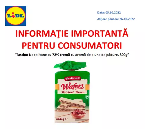 Lidl retrage de la vânzare un sortiment de napolitane contaminate cu Salmonella