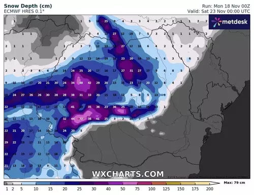 Harta zonelor din România unde va ninge și prognoza stratului de zăpadă