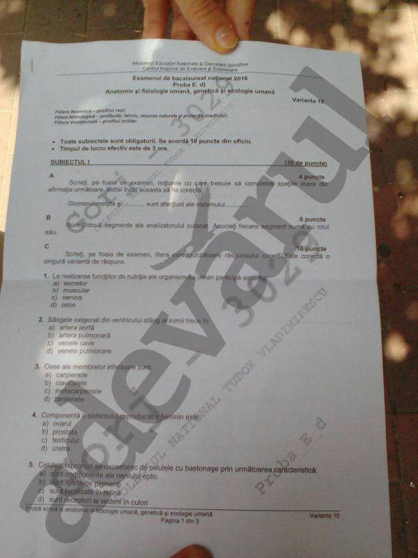 Bacalaureat 2016 Subiecte și Barem Edu Ro Anatomie Biologie Stiri Libertatea Libertatea