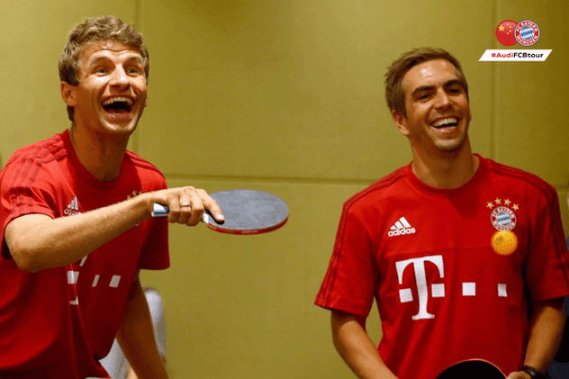Thomas Muller şi Philipp Lahm au făcut spectacol în China, la tenis de masă / GALERIE FOTO&VIDEO