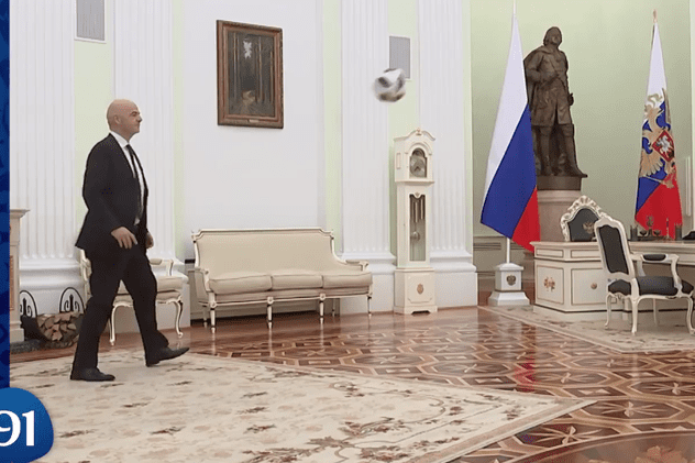 100 de zile până la startul Campionatului Mondial de fotbal Rusia 2018. Putin și Infantino au jonglat cu balonul la Kremlin!