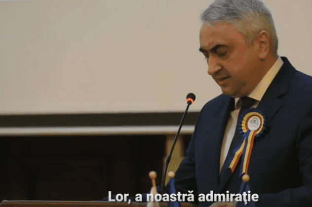 Ministrul Educației, Valentin Popa, a făcut noi greșeli gramaticale. Ministrul Educației, Valentin Popa, în aula magna de la ASE București