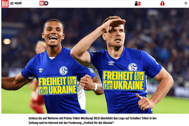 „Libertate pentru Ucraina”, mesajul cu care ziarul german Bild va cenzura imaginile în care apare sponsorul echipei Schalke, compania rusă Gazprom