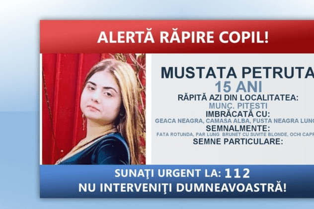 Fata de 15 ani din Pitești căutată de autorități, după ce a fost luată într-o mașină de trei persoane, a fost identificată