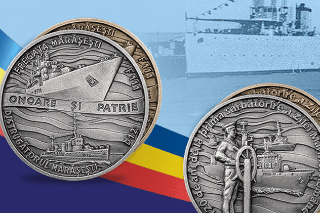 Medalie aniversară lansată de Monetăria Statului de Ziua Marinei Române. Ce se află pe aversul medaliei