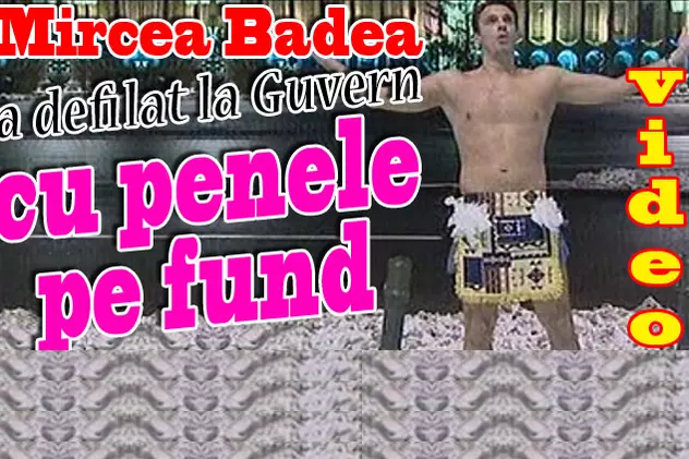 Video / Mircea Badea, în pielea goală şi cu pene pe fund la Guvern!