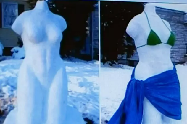 Reclamaţi la poliţie de vecini, din cauza unei sculpturi nud în zăpadă