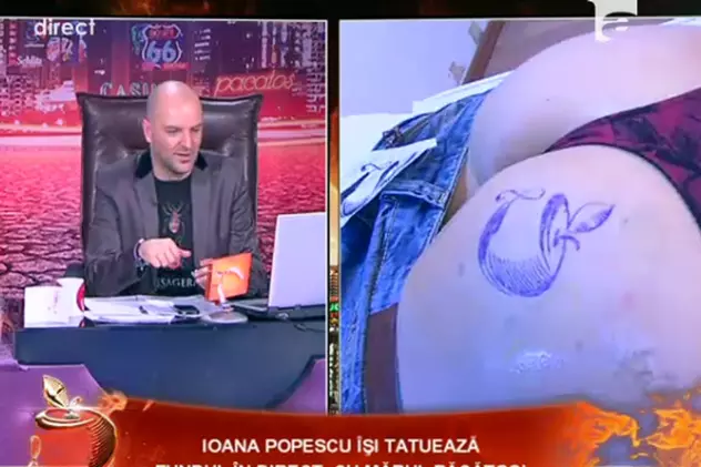 Incredibil! Ioana Popescu şi-a tatuat fundul în direct! | FOTO