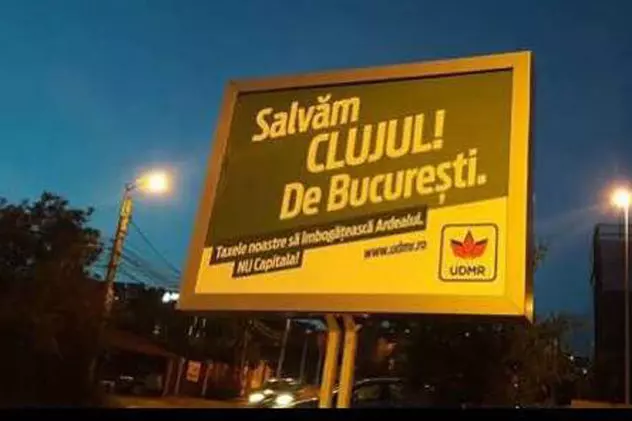 Poliția a îndepărtat panourile UDMR cu mesajul "Salvăm Clujul de Bucureşti"