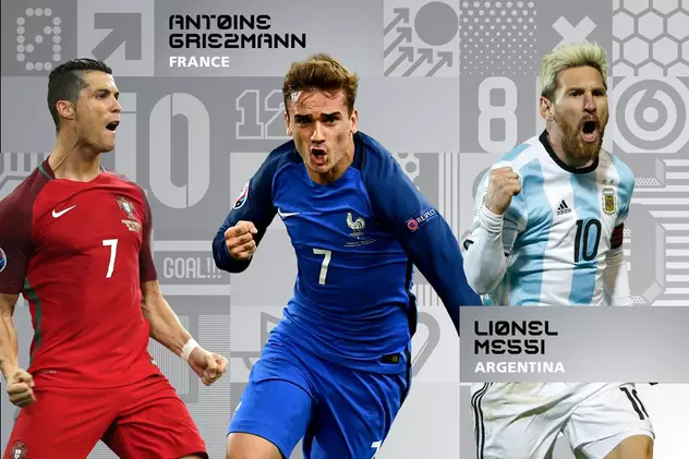 Griezmann, Messi şi Ronaldo, finaliştii FIFA pentru titlul de ”Jucătorul anului 2016”
