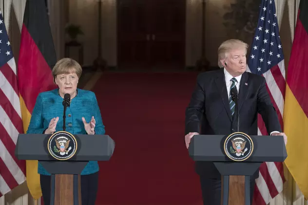 Donald trump și Angela Merkel, la prima lor conferință de presă
