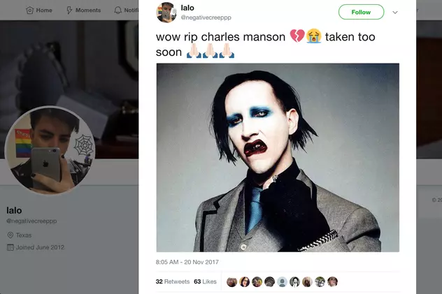 Internauții l-au plâns pe Marilyn Manson după moartea lui Charles Manson