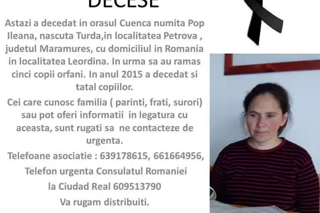 O româncă, mamă a cinci copii, a murit în Spania. MAE: Minorii sunt în grija statului spaniol din 2013