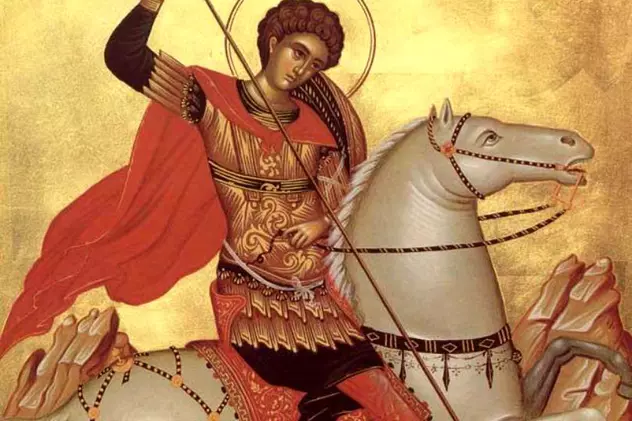 Icoană cu Sfântul Gheorghe, călare pe un cal alb