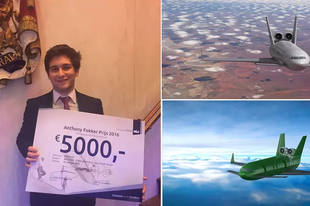 Un român a proiectat avionul anului 2030! Radu Iordache, fost student la Universitatea Delft din Olanda, prezintă modelul care i-a adus un premiu de 5.000 de euro