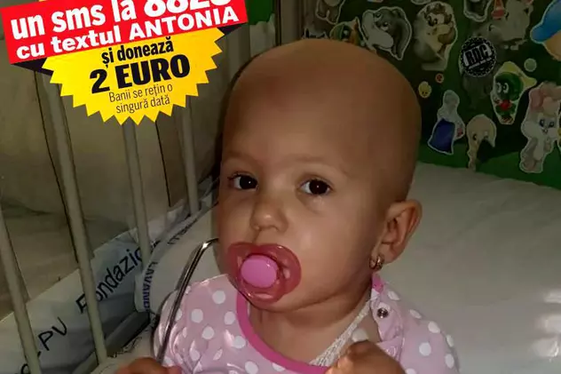 Micuța Antonia a trecut cu bine de primul transplant de celule stem. Fetița are încă nevoie de ajutorul nostru pentru a putea strânge 20.000 de euro