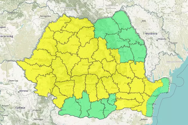 Cod galben de vijelii în aproape toată țara. În București va fi furtună