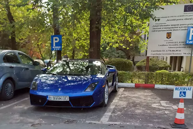 Nora lui Dragnea și-a parcat bolidul Lamborghini pe locul rezervat persoanelor cu handicap din parcarea Consiliului Județean Teleorman