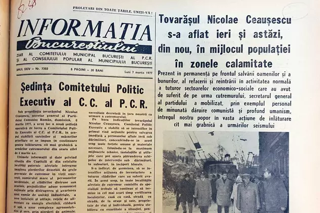Ziarul Informația Bucureștiului din 7 martie 1977