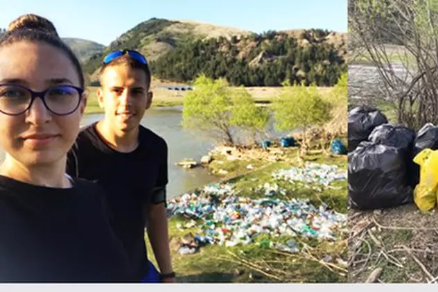 Doi tineri din Turda au strâns peste 300 de saci cu deșeuri de pe malul Arieşului