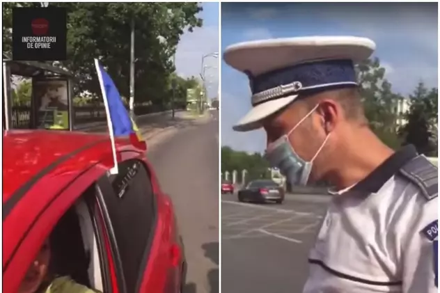 VIDEO | Șofer oprit de poliţie în București, pentru că avea agăţat steagul României pe maşină. ”Aţi depăşit gabaritul maşinii“